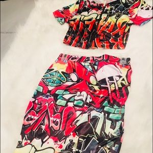 New Graffiti Design 2piece skirt set size medium
